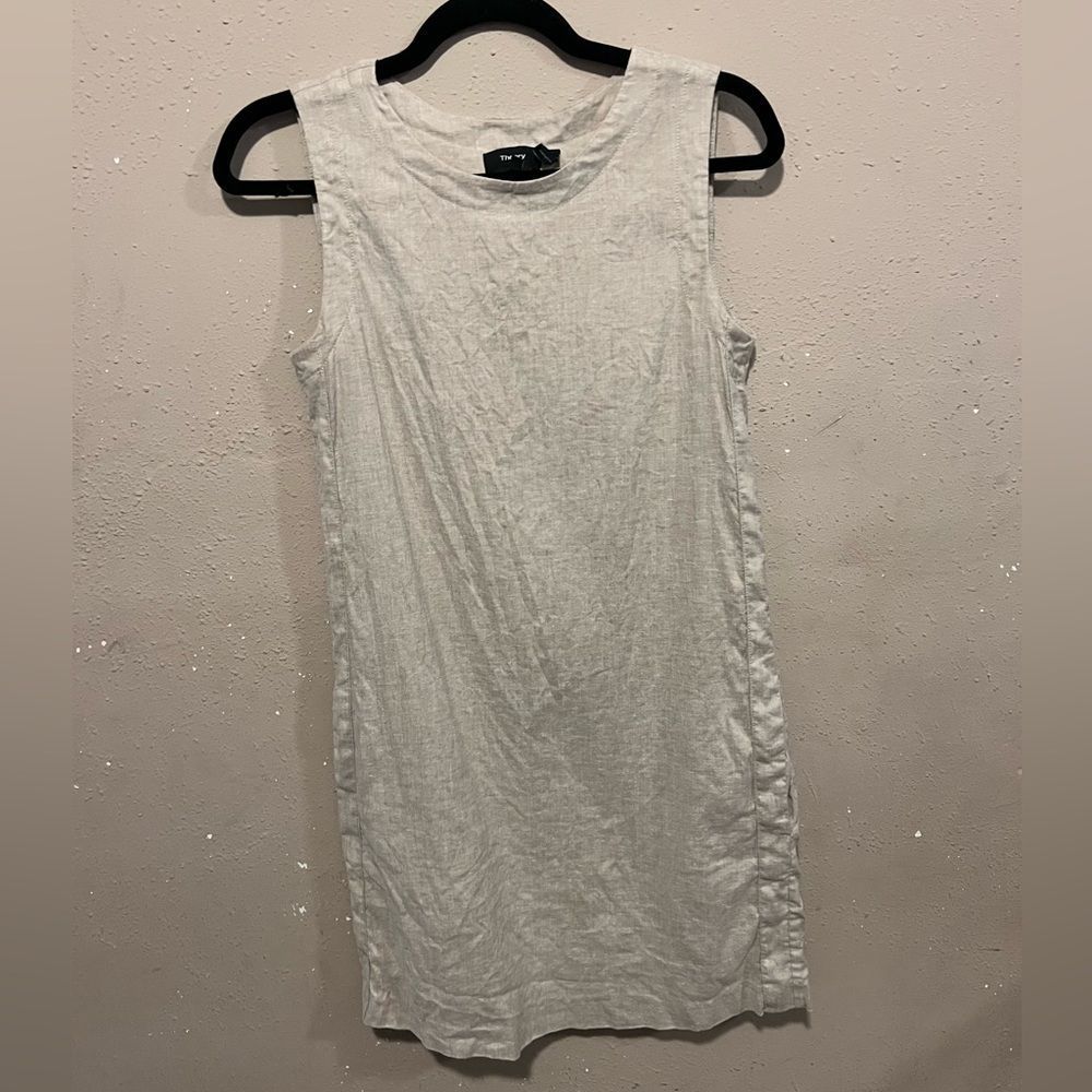 THEORY Women's Didianne Tierra Wash Sleeveless Linen Blend Chambray Dress Sz. 0